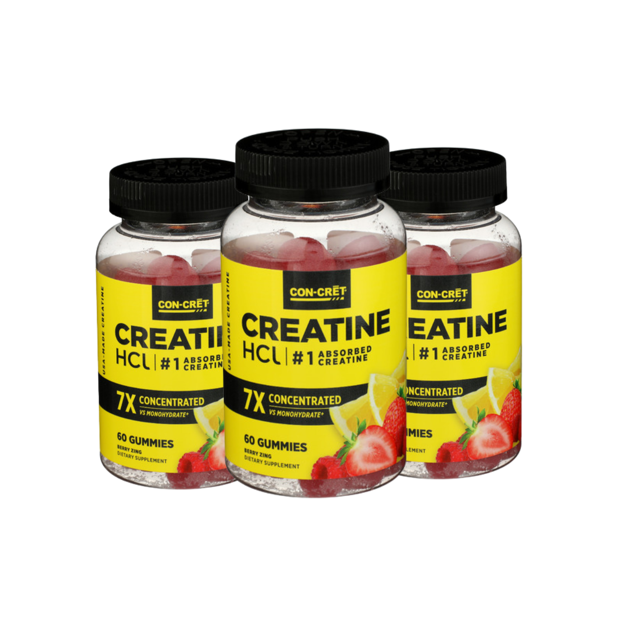 CON-CRĒT® Creatine HCl Gummies, Sour Berry Zing Flavor